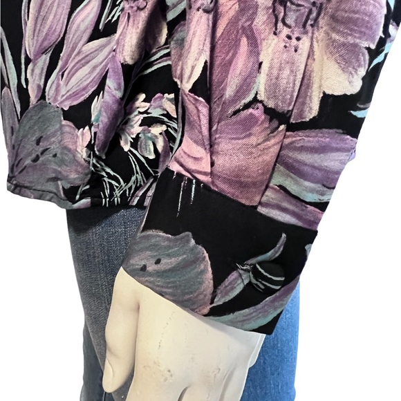 ⚡️SOLD⚡️VINTAGE 80s Jeremy Scott Braemar Black Floral Print Button Up Shirt - Picture 5 of 8